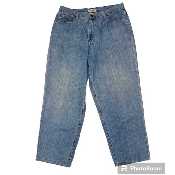 L.L. Bean 90s Vintage Natural Fit Wide Leg Mom Jeans Medium Wash Size 18 M/T - Picture 1 of 5